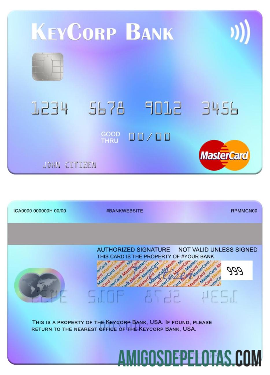 Mastercard do banco KeyCorp dos EUA modelo